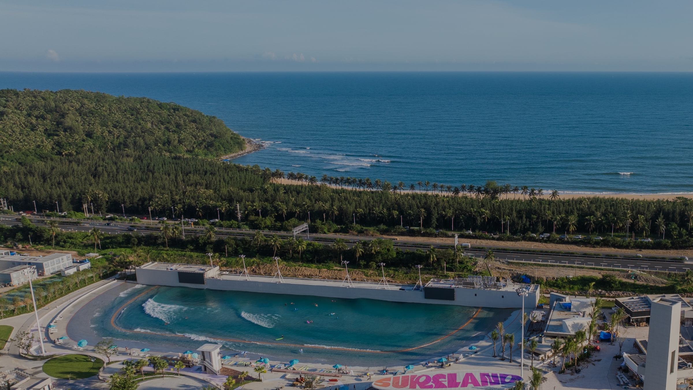 Aerial view of PerfectSwell wave pool in Hainan, China